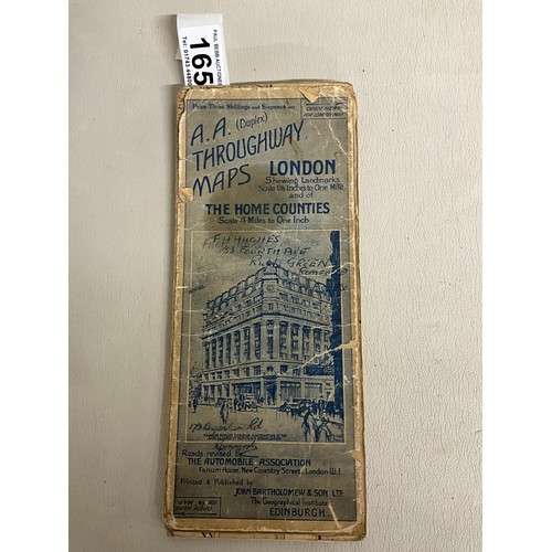 165 - VINTAGE CRUCHLEYS MAP OF ENGLAND & WALES & PART OF SCOTLAND IN SLEEVE A/F AND VINTAGE AA DOUBLE SIDE... 