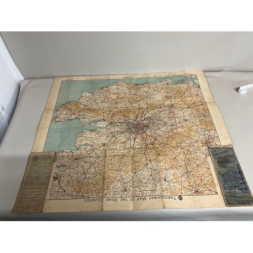 165 - VINTAGE CRUCHLEYS MAP OF ENGLAND & WALES & PART OF SCOTLAND IN SLEEVE A/F AND VINTAGE AA DOUBLE SIDE... 