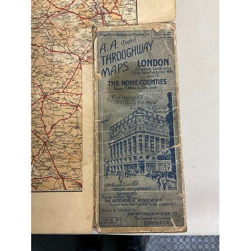 165 - VINTAGE CRUCHLEYS MAP OF ENGLAND & WALES & PART OF SCOTLAND IN SLEEVE A/F AND VINTAGE AA DOUBLE SIDE... 
