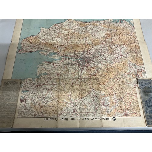165 - VINTAGE CRUCHLEYS MAP OF ENGLAND & WALES & PART OF SCOTLAND IN SLEEVE A/F AND VINTAGE AA DOUBLE SIDE... 
