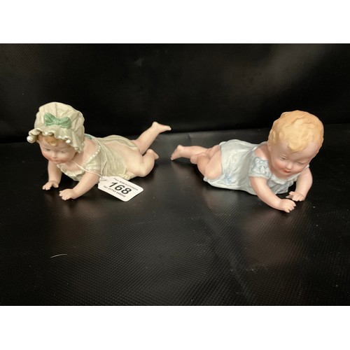 168 - PAIR OF GERMAN BISQUE PAINO BABIES