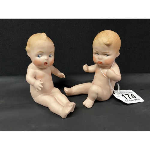 174 - PAIR OF GERMAN BISQUE PIANO BABIES