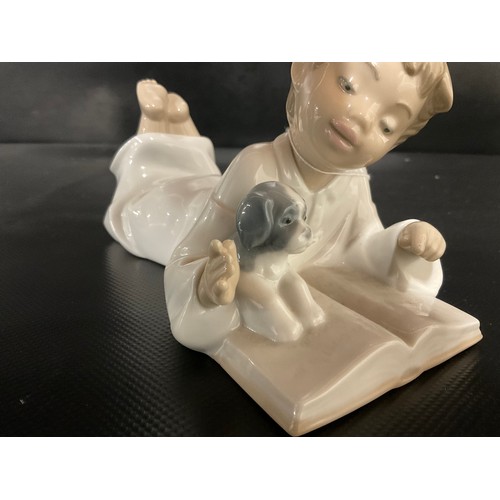 154 - NAO CHILD READY WITH PUPPY FIGURE AND CONTINENTAL FIGURE OF SHEPHERD