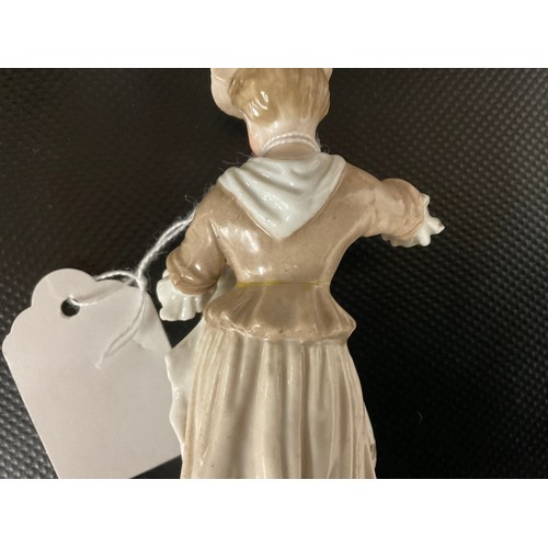 163 - PAIR OF CONTINENTAL LADY & GENT FIGURES A/F WITH CROSSED SWORDS TO BASE POSSIBLY DRESDEN H10