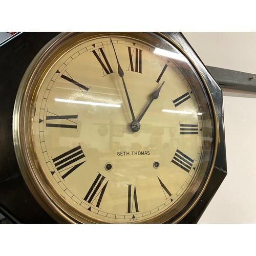 1 - REGULATOR A WALL CLOCK (SETH THOMAS) WITH KEY & PENDULUM H24