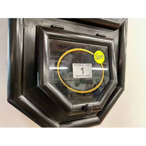 1 - REGULATOR A WALL CLOCK (SETH THOMAS) WITH KEY & PENDULUM H24