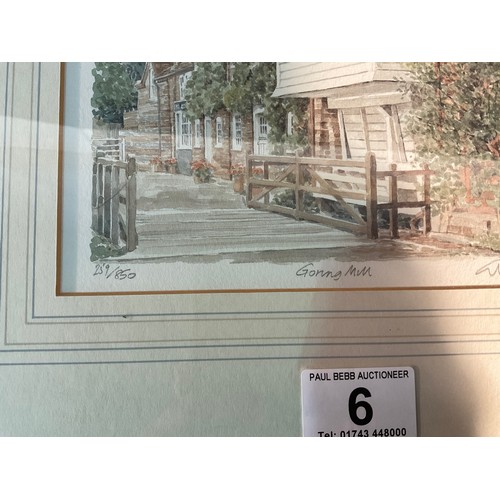 6 - LIMITED EDITION FRAMED PRINT OF GORING MILL 259 OF 850 PENCIL SIGNATURE TO MARGIN 13