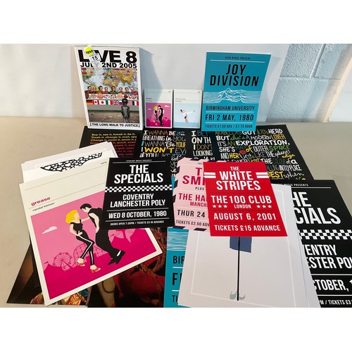 15 - QTY OF GIG AND FILM POSTERS AND LIVE AID 2005 BOOK
