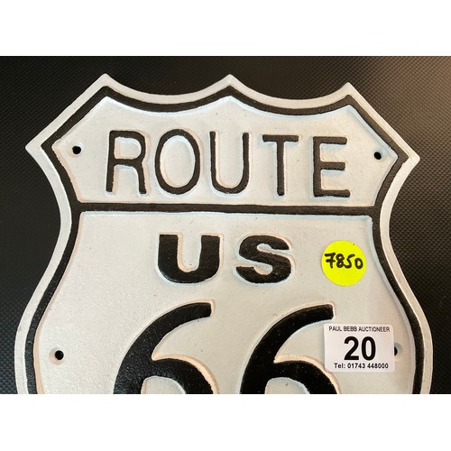 20 - REPRODUCTION CAST IRON ROUTE 66 WALL SIGN 10