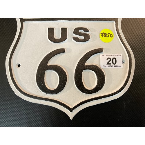 20 - REPRODUCTION CAST IRON ROUTE 66 WALL SIGN 10