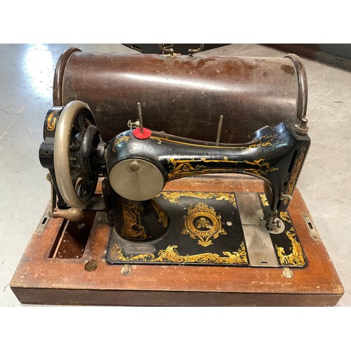 28 - VINTAGE CASED VICKERS HAND SEWING MACHINE