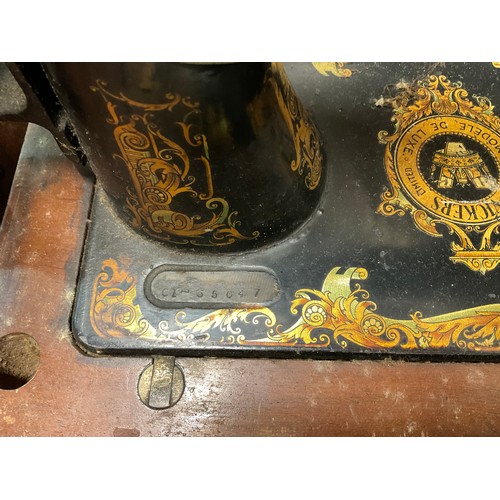 28 - VINTAGE CASED VICKERS HAND SEWING MACHINE