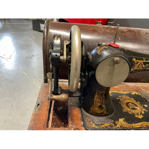 28 - VINTAGE CASED VICKERS HAND SEWING MACHINE
