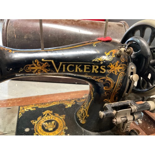 28 - VINTAGE CASED VICKERS HAND SEWING MACHINE