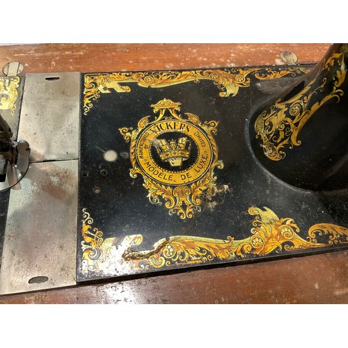 28 - VINTAGE CASED VICKERS HAND SEWING MACHINE