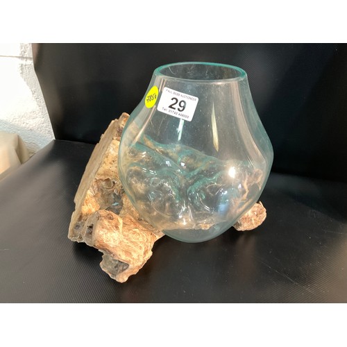 29 - DRIFTWOOD AND GLASS BOWL ORNAMENT