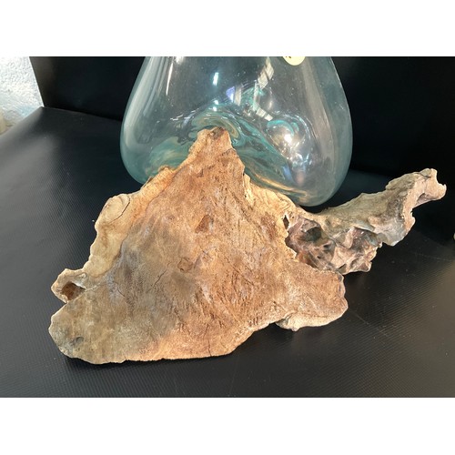 29 - DRIFTWOOD AND GLASS BOWL ORNAMENT