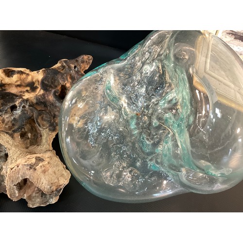 29 - DRIFTWOOD AND GLASS BOWL ORNAMENT