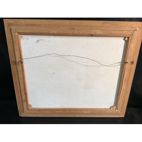 30 - VINTAGE FRAMED OILS ON CANVAS SIGNED AMOS (BOATS ASHORE) 27