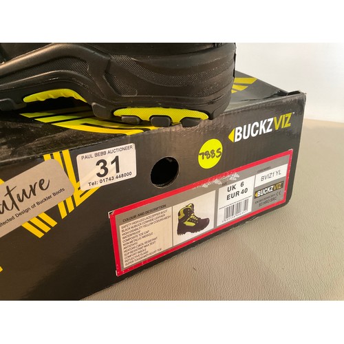 31 - BUCKZVIZ SAFETY BOOTS SIZE 6 IN BOX