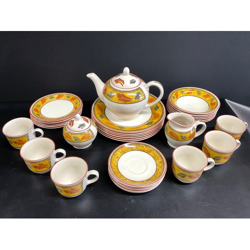 44 - MODERN STAFFORDSHIRE DINNER AND TEA SERVICE (SAVANNAH PATTERN) 35 PIECES