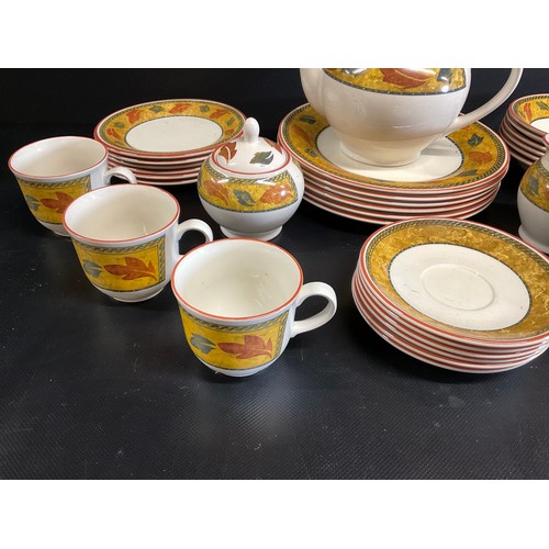 44 - MODERN STAFFORDSHIRE DINNER AND TEA SERVICE (SAVANNAH PATTERN) 35 PIECES