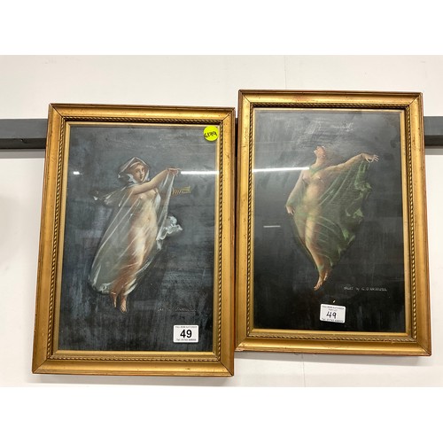 49 - PAIR OF GILT FRAMED PICTURES DAY & NIGHT BY G D AMBROSIA 17