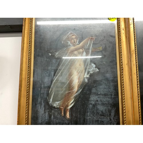 49 - PAIR OF GILT FRAMED PICTURES DAY & NIGHT BY G D AMBROSIA 17