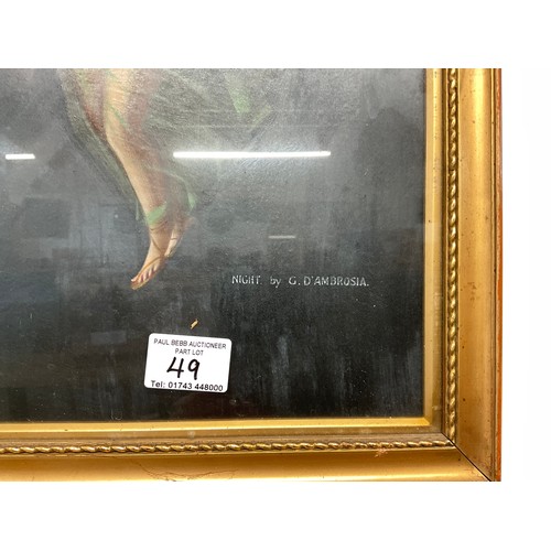 49 - PAIR OF GILT FRAMED PICTURES DAY & NIGHT BY G D AMBROSIA 17