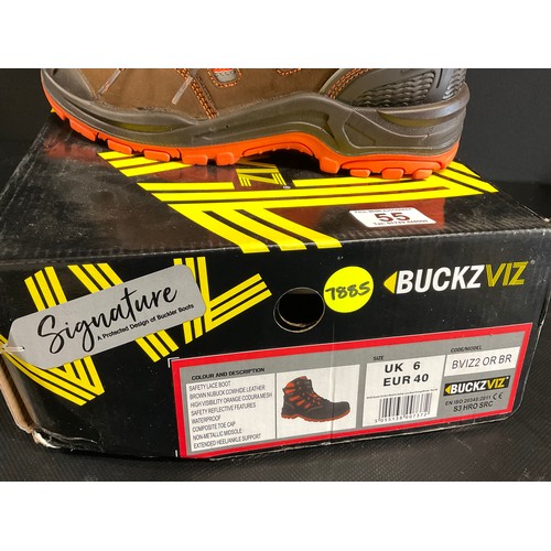 55 - BUCKZVIZ SAFETY BOOTS SIZE 6 IN BOX