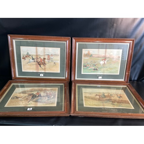 56 - SET OF 4 EDWARDIAN FRAMED HUNTING SCENE PRINTS A/F 28
