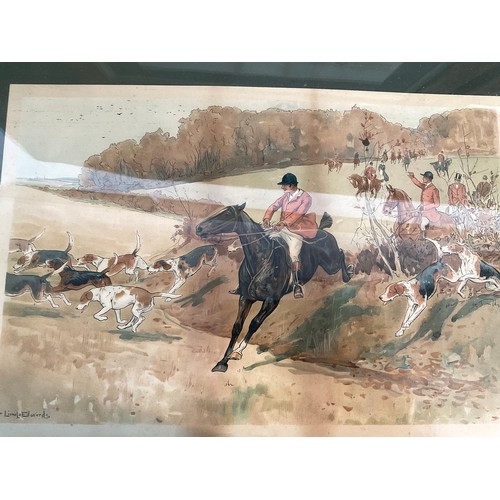 56 - SET OF 4 EDWARDIAN FRAMED HUNTING SCENE PRINTS A/F 28