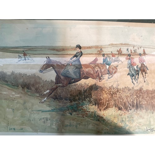 56 - SET OF 4 EDWARDIAN FRAMED HUNTING SCENE PRINTS A/F 28