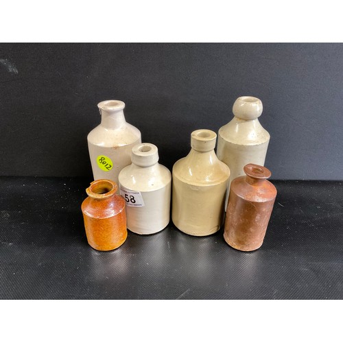 58 - 6 VICTORIAN EARTENWARE BOTTLES A/F