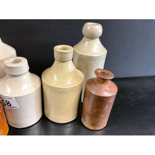 58 - 6 VICTORIAN EARTENWARE BOTTLES A/F