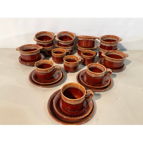 236 - BOX OF GLAZED POTTERY SOUP BOWLS COFFEE CUPS