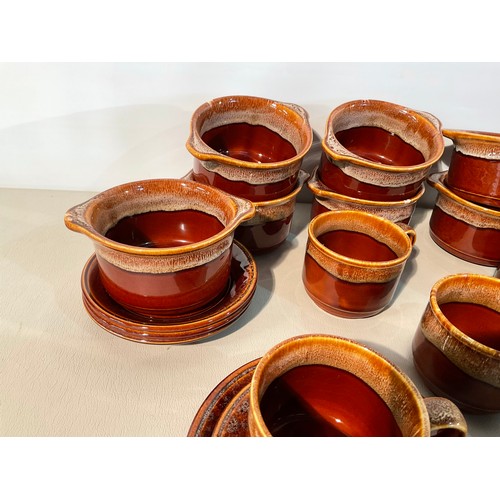 236 - BOX OF GLAZED POTTERY SOUP BOWLS COFFEE CUPS
