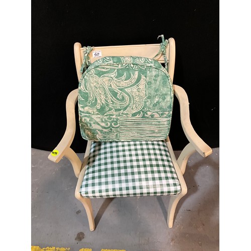 438 - WHITE PAINTED ARMCHAIR