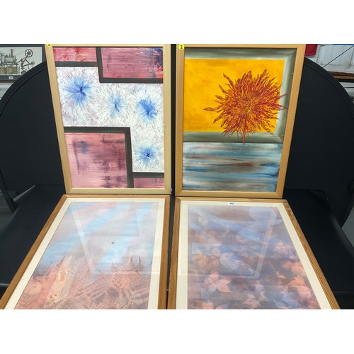 187 - SET OF 4 PINE FRAME ABSTRACT PICTURES 30