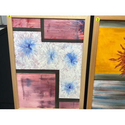 187 - SET OF 4 PINE FRAME ABSTRACT PICTURES 30