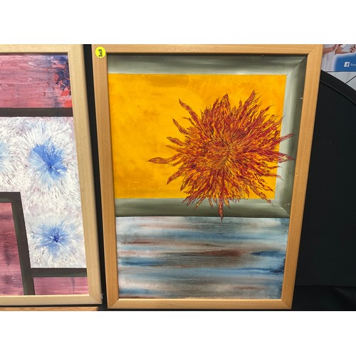 187 - SET OF 4 PINE FRAME ABSTRACT PICTURES 30