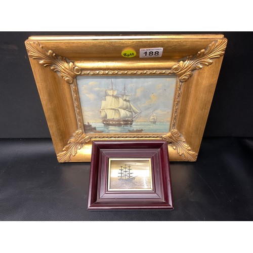 188 - GILT FRAMED PICTURE-GALLEON 13