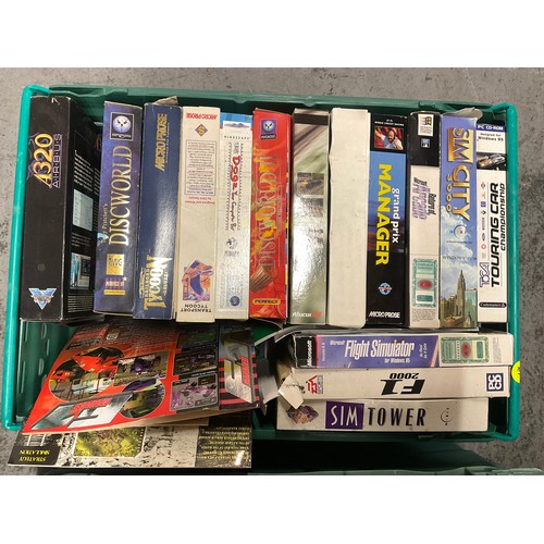 193 - 2 CRATES OF GAMES CHESS SCRABBLE AND PC GAMES ETC