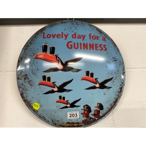 203 - REPRODUCTION CIRCULAR GUINNESS SIGN DIA 16