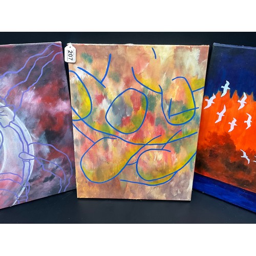 207 - 3 ABSTRACT ART OILS ON CANVAS PICTURES 20