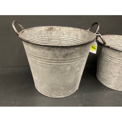 209 - SET OF 3 REPRODUCTION GRADUATED METAL BUCKETS