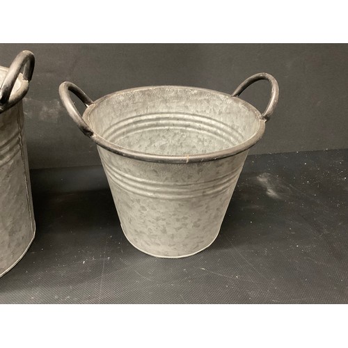 209 - SET OF 3 REPRODUCTION GRADUATED METAL BUCKETS