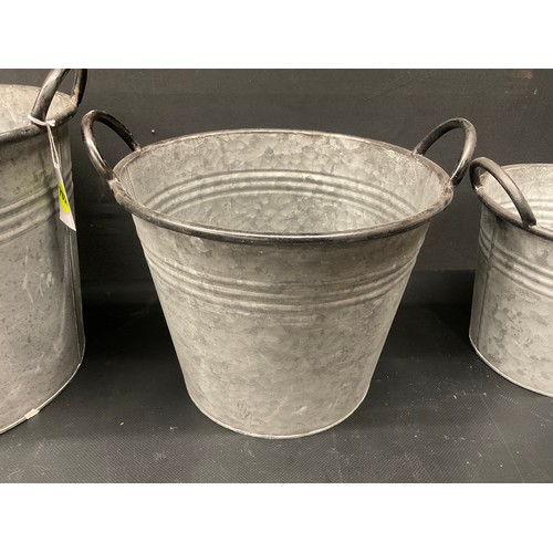 209 - SET OF 3 REPRODUCTION GRADUATED METAL BUCKETS
