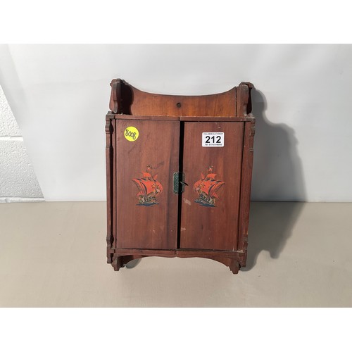 212 - EDWARDIAN WALL CABINET WITH 2 DOORS H16