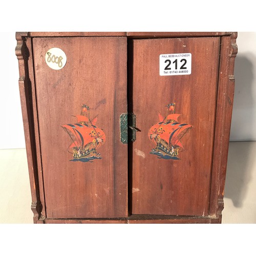 212 - EDWARDIAN WALL CABINET WITH 2 DOORS H16
